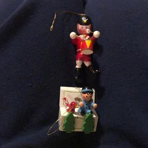 Two wooden, vintage ornaments.